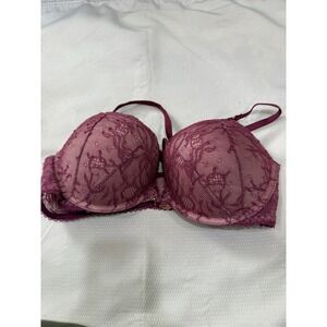 Victoria's Secret Bombshell Plunge Push-Up Bra Lace Plum Purple 36B 11169736